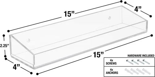 Miniatura 3 de Sorbus Estantes de baño acrílicos flotantes, estantes acrílicos transparentes, estante de ducha para tocador de baño, cocina, estantería, estante
