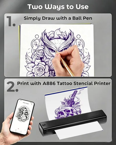Miniatura 3 de Itari Papel de transferencia de tatuajes, 100 hojas tamaño A4, papel de transferencia de plantillas de tatuaje para bricolaje, papel de rastreo