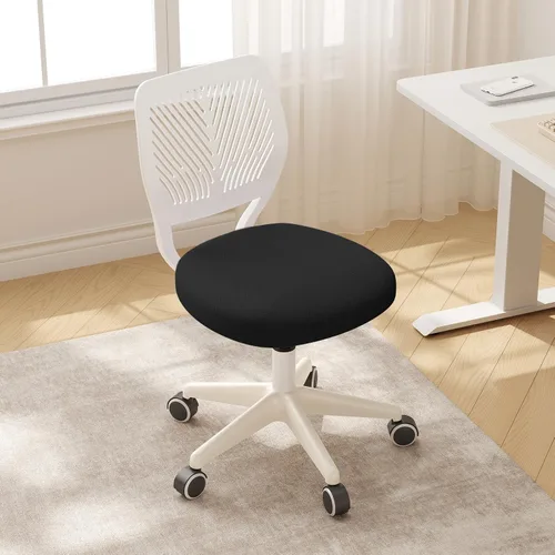 Miniatura 9 de JPBSTO Silla de escritorio sin brazos, silla giratoria de oficina ajustable con cojín acolchado de malla suave, silla ergonómica pequeña