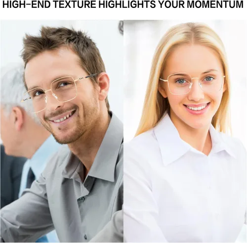 Miniatura 5 de Oversized Square Metal Reading Glasses Women, Large Anti Blue Light Computer Reader, Anti Eyestrain Eyewear