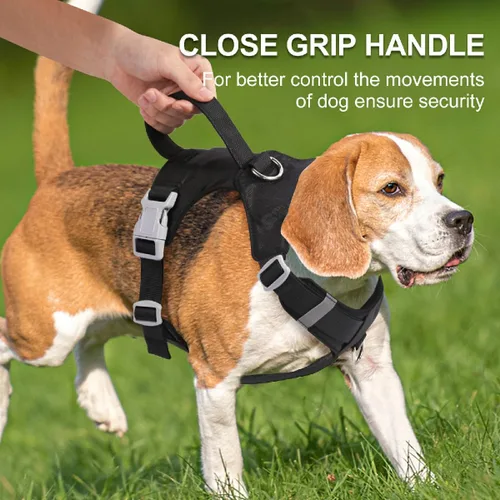 Miniatura 3 de Arnés sin tirones para perro, con asa, ajustable, suave, chaleco ligero para perros pequeños, medianos y grandes, negro, M
