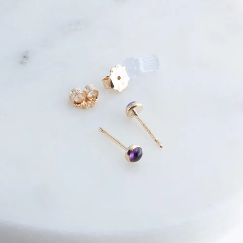 Miniatura 6 de Juego de aretes pequeños de oro con bisel, bola para cartílago, tragus, hélice, múltiples joyas hipoalergénicas de piedra natal para mujer