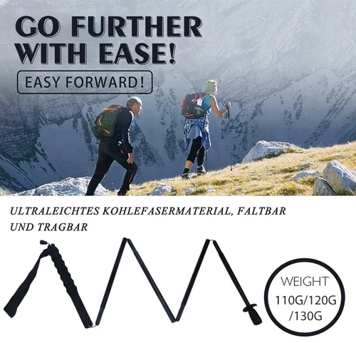 Miniatura 6 de 5-Section Carbon Fiber Trekking Poles, Lightweight and Durable 2-Pack, Foldable, Straight Grip, Suitable for Hiking, Trekking and Mountaineering