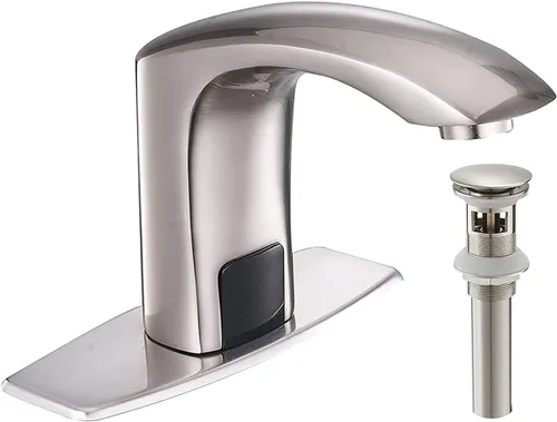 Miniatura 7 de Grifo automático para lavabo de baño con tapa de orificio, sensor de placa, sin contacto, grifo de tocador cromado de doble alimentación, grifo