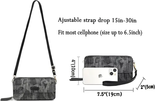 Miniatura 5 de Lanyani Cartera cruzada RFID con bolsillo para teléfono para mujer, cuero vegano