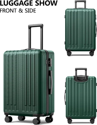 Miniatura 6 de SunnyTour Juego de equipaje, maleta ligera de mano con ruedas (20"24"28"), Verde