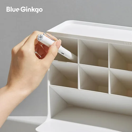 Miniatura 5 de BLUE GINKGO Organizador de escritorio Hive - Organizador vertical de 6 compartimentos, almacenamiento de cajón completo - Porta bolígrafos que Blanco