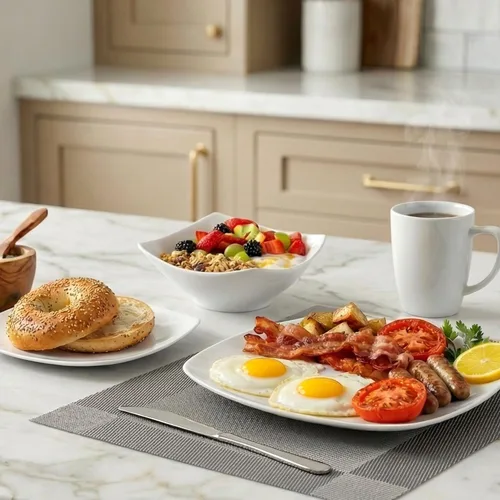 Miniatura 6 de Zulay Kitchen Luna - Juego de platos y cuencos, juego de vajilla de porcelana moderno de 16 piezas para 4, resistente a las astillas y a los Blanco