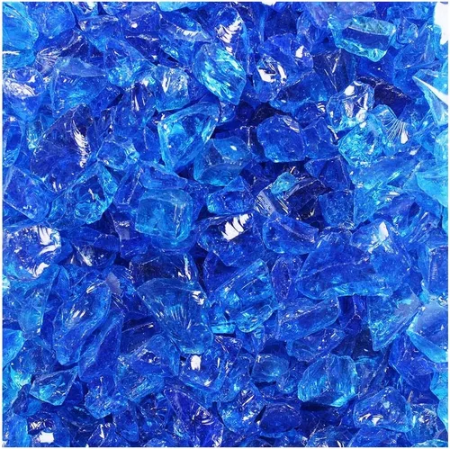 Celestial Fire Glass - Triturado, azul tropical (1/2" a 3/4") | Tarro de 10 libras