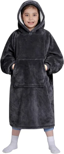 Miniatura 30 de Waitu - Sudadera tipo manta, para regalar a hombre o mujer, muy cálida y acogedora, gigantesca, con capucha, de gruesa franela, con mangas y un Negro