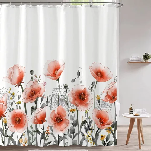 Miniatura 11 de Juego de cortinas de ducha relajadas con diseño de ondas de arte japonés impermeable, cortina de ducha para baño, divertida escena de vacaciones