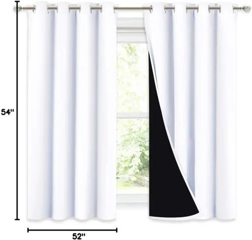 Miniatura 10 de NICETOWN Cortinas 100% opacas de 54 pulgadas de largo, doble cubierta completamente opacas, tratamiento de ventana, cortinas forradas con Blanco puro