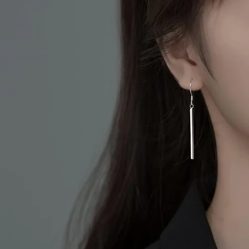 Miniatura 3 de SLUYNZ Solid 925 Sterling Silver Minimalist 2CM3CM Bar Drop Earrings for Women Teens Vertical Bar Dangle Earrings