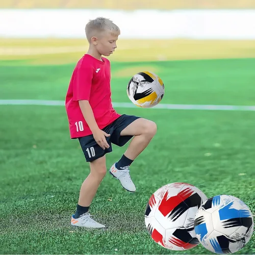 Miniatura 5 de Balón de fútbol tamaño 3 4 5 cuero suave anti explosión práctica entrenamiento niños niñas adultos con aguja de bomba