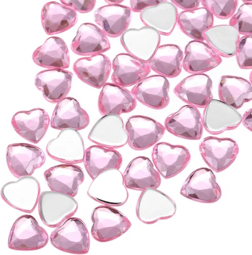 Miniatura 46 de MECCANIXITY 60 calcomanías acrílicas de diamantes de imitación de corazón de 0.315 in con parte trasera plana, gemas de plástico para manualidades