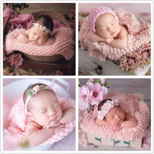 Miniatura 42 de Zeroest Accesorios para fotografía de bebé, canasta trenzada de lana de oveja para recién nacidos, relleno de canasta para sesión de fotos