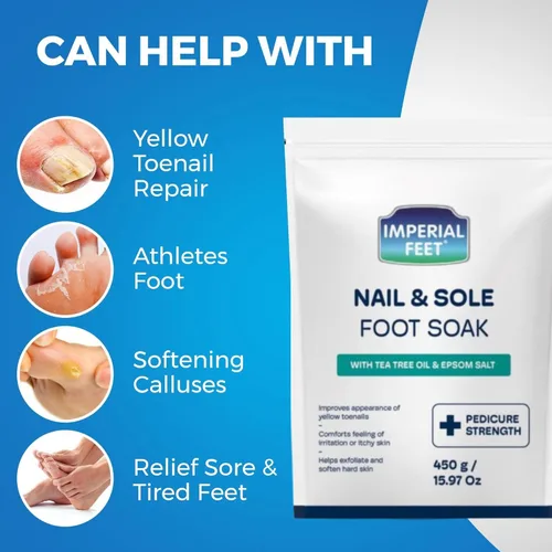 Miniatura 9 de Imperial Feet Epsom Salt Foot Soak (grado pedico): reparación de uñas de los pies, pie de atleta de hongos, suaviza callos, pies cansados y Verde