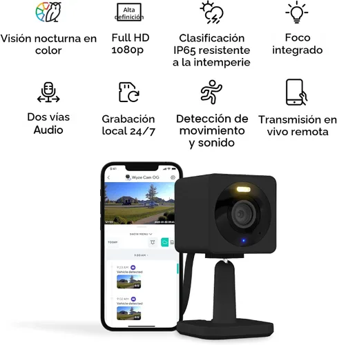 Miniatura 2 de WYZE OG Cámaras de seguridad wifi para exteriores, para la casa, para interior, visión nocturna a color, con foco, audio bidireccional