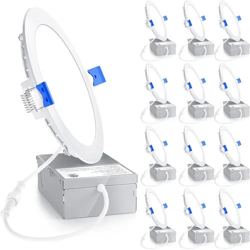 Miniatura 12 de Ensenior Paquete de 12 Luces LED Empotradas de 4 Pulgadas, Regulables, Blanco Claro 6000K, 750LM Alta Luminosidad, 9W 120V, 2 Pines, ERL-9X-ETL