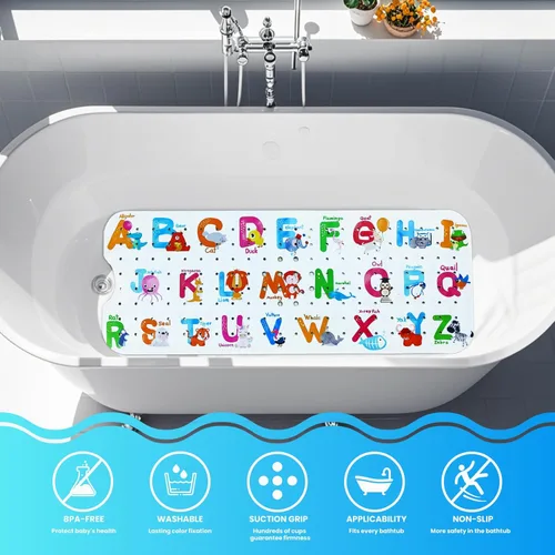 Miniatura 2 de Alfombrilla de Bañera para Bebé, Extra Grande Antideslizante para Niños con Dibujos Animados, Alfombrillas de Ducha para Bañera con Ventosas