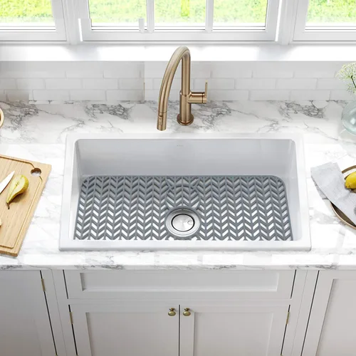 Miniatura 5 de GUUKIN Protectores de Fregadero para Alfombrilla de Cocina - 29" x 15.35" Alfombrilla de Silicona para Fregadero de Cocina con Rejilla para el Fondo