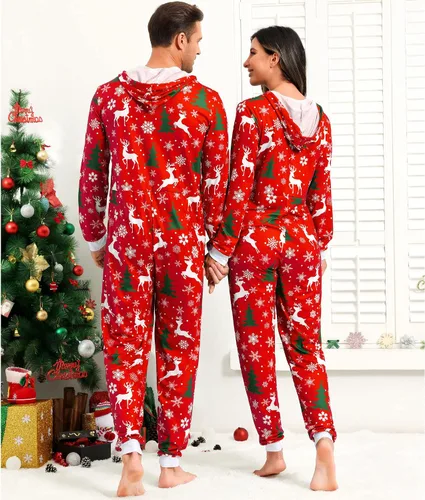 Miniatura 6 de Pijama de Navidad para adultos, mameluco para la familia, para Navidad