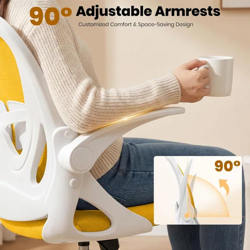 Miniatura 9 de Primy Silla de Dibujo Silla Alta de Oficina con Reposabrazos Abatibles Silla Ejecutiva Ergonómica de Computadora para Escritorio de Pie con Soporte