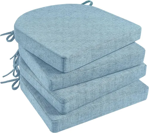 Basic Beyond Cojines para sillas de comedor, paquete de 4, cojines para sillas de cocina con lazos y respaldo antideslizante, almohadillas para Azul