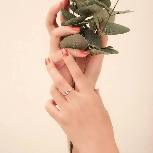 Miniatura 6 de LGSY Anillos de plata de ley 925 con doble corazón para mujer, Plata