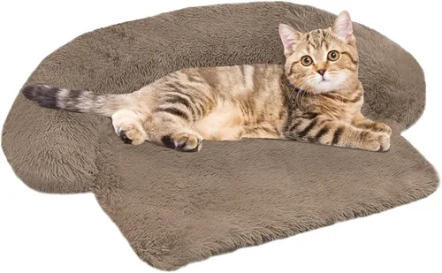 Miniatura 55 de Cama calmante para perro, tapete de felpa esponjoso para perros con protector de muebles con funda extraíble lavable para perros y gatos grandes