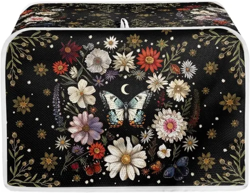 Miniatura 32 de Daisy Print 2 Slice Tostador Cover White Anti-Sputtering Pan Tostador Cover Cover Cover Dust Cover Pequeño Protector Lavable Electrodomésticos