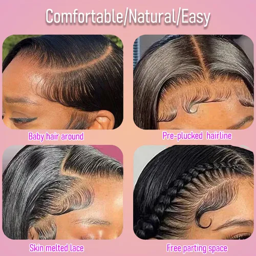 Miniatura 5 de CHEEON Frontal de encaje HD de 13 x 4 de 12 pulgadas, cabello humano brasileño ondulado con cierre frontal de encaje, 100% cabello humano virgen sin