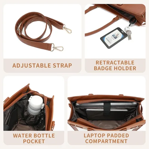Miniatura 6 de Keyli Set de 3 piezas de bolso tote para laptop para mujeres, de 15.6 pulgadas, bolsos de trabajo, bolso de negocios para computadora, bolso