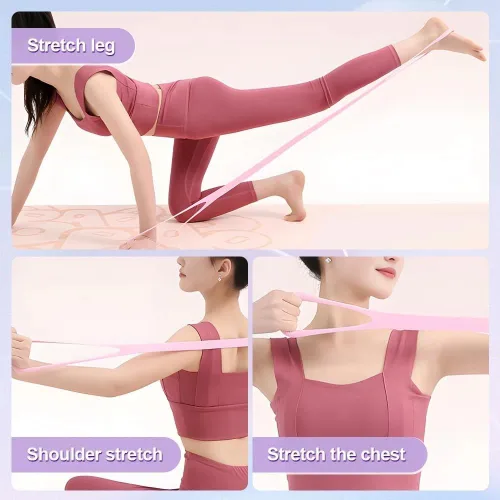 Miniatura 4 de 3 bandas de resistencia para mujer, banda de resistencia con asas para entrenamiento, cuerdas elásticas para entrenamiento de estiramiento