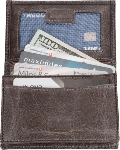 Miniatura 4 de Grande -3601 Cartera unisex, Gris (rustic gray), Pequeña funda magnética delgada y minimalista para tarjetas