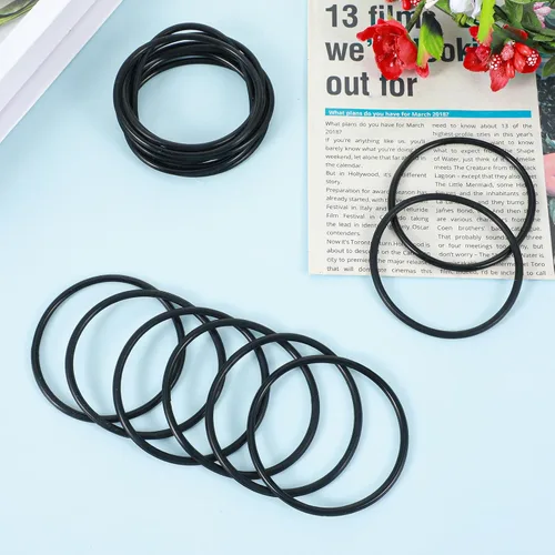 Miniatura 3 de 35 pulseras de gelatina negra de los años 80, pulseras de silicona para el cabello, estilo de los años 80, banda elástica de silicona gomosa, lazos