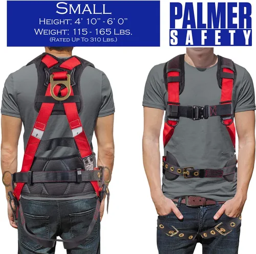 Miniatura 9 de Palmer Safety Arnés de seguridad de protección contra caídas Hammerhead Series Kit de seguridad I Arnés Premium + Cordón + Kit de extensor de anillo