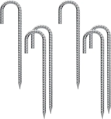 Miniatura 11 de Rebar Estacas de 12 pulgadas, paquete de 10 estacas de metal resistente en J, estacas de valla para trampolín, valla, tienda de campaña