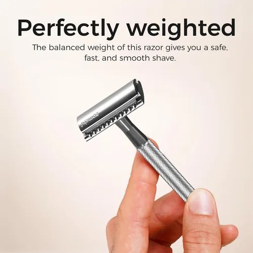 Miniatura 4 de ZOMCHI Maquinilla de afeitar de seguridad de doble filo para hombres y mujeres, maquinilla de afeitar de metal con 5 cuchillas de afeitar de Navaja