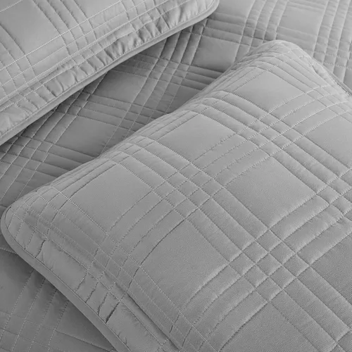 Miniatura 7 de Chezmoi Collection Kingston Juego de Colcha Tamaño King, 3 Piezas Gris Colcha Acolchada de Microfibra Ligera de Gran Tamaño Cubrecama (118"x106")