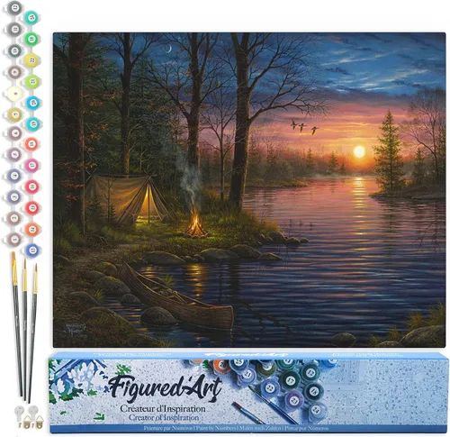 Miniatura 78 de Figured'Art - Juego de pintura por números, lienzo enrollado sin marco, para manualidades, para adultos, 16 x 20 pulgadas, jarrón de peonías