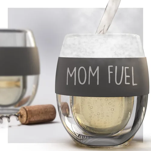 Miniatura 3 de Vaso de vino sin tallo con aislamiento de gel de congelación líquida "MOM FUEL", regalo único para mamá, día de la madre, cumpleaños, Navidad