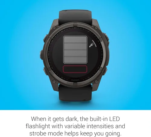 Miniatura 6 de Garmin Fenix 8 Premium - Reloj inteligente multideporte GPS para correr, 51 mm, Zafiro, Solar, clasificado para buceo, linterna incorporada, titanio