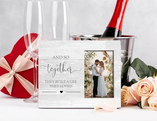 Miniatura 3 de Orchroma Regalos de Boda para Parejas, Marco de Fotos para Parejas, Marcos de Fotos de Amor, Marco de Fotos de Compromiso, Y Así Juntos Construyeron
