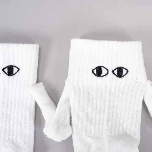 Miniatura 7 de 2 pares de divertidos calcetines magnéticos para parejas, calcetines de mano a mano, calcetines magnéticos de ojos grandes para amantes, amigos