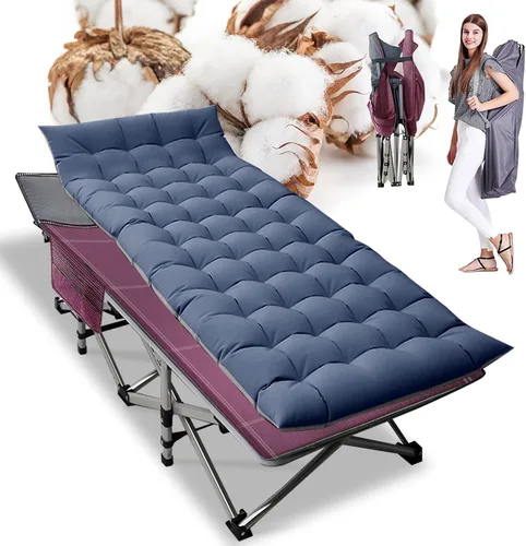 Miniatura 20 de ABORON Catre de Camping para Adultos de 28" Extra Ancho, Resistente 1200D Oxford Catre para Dormir, Cama de Campamento Plegable Portátil con Gris