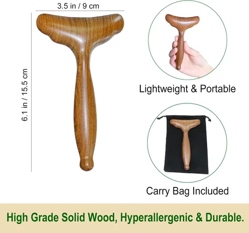 Miniatura 2 de Masajeador de drenaje linfático, herramientas de masaje de madera, paleta de Gua Sha para el cuerpo. Herramienta de drenaje linfático de madera
