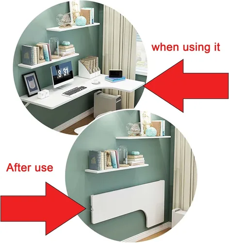 Miniatura 2 de LIGUOYI Escritorio flotante para pared de 28, 35, 39 pulgadas, mesa de pared estable y resistente en forma de L, escritorio de computadora