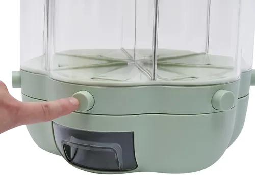 Miniatura 6 de Dispensador de granos para encimera, dispensador de almacenamiento de alimentos giratorio de 360°, dispensador de granos para el hogar, contenedor