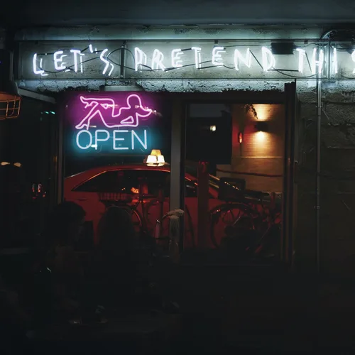 Miniatura 7 de Señal de Neón Abierta para Bar, Letrero LED Rosa de Dama de Neón para Decoración de Pared, Letrero de Luz de Neón de Letras Azules para Iluminar